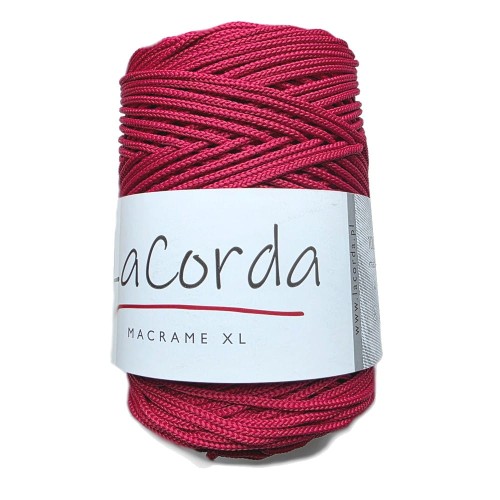 Wiśnia - ciemno czerwony sznurek poliestrowy La Corda XL do robótek na szydełku i makramy - kolor 305.