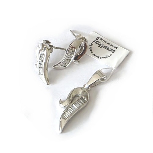 Komplet biżuterii srebrnej - fale z cyrkoniami