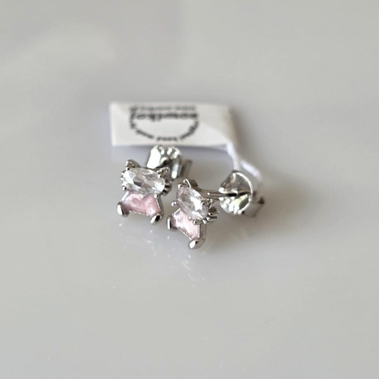 Wkrętki srebrne koty - dla dzieci i dorosłych kotki kolczyki srebro 925