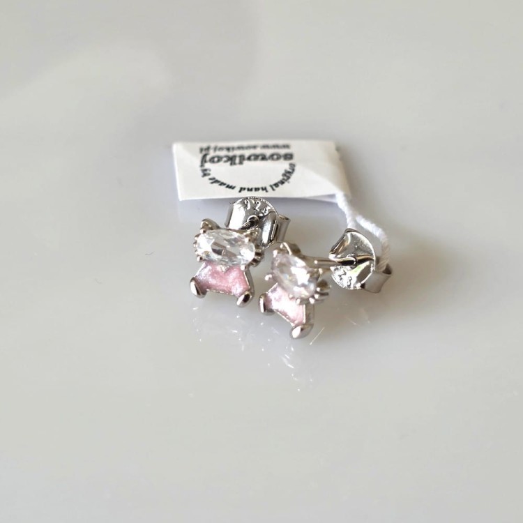 Srebrne kocie kolczyki na sztyftach