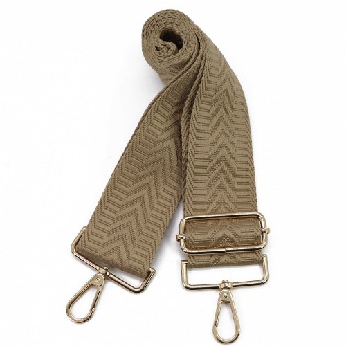 Szeroki 5 cm pasek wymienny do torebki Orzech ze złotymi okuciami