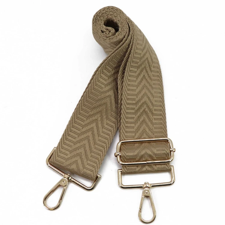 Szeroki 5 cm pasek wymienny do torebki Orzech ze złotymi okuciami