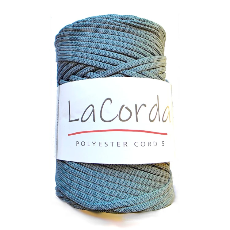 Płaski poliestrowy sznurek Lacorda polyester cord 5 kolor szałwia  500.