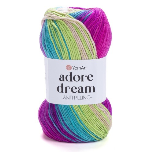 Miękka włóczka akrylowa wielokolorowa z przewagą różu Yarnart adore dream 1063.