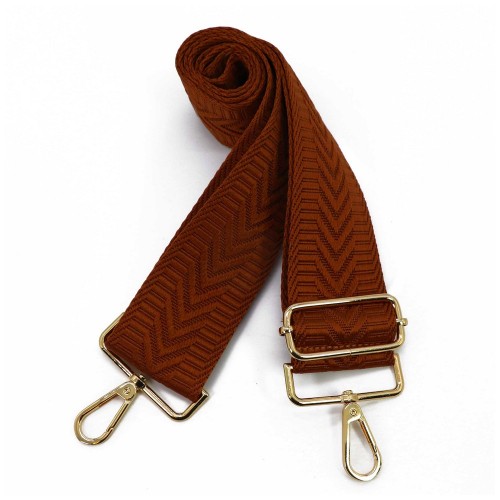 Szeroki pasek wymienny do torebki na ramię regulowany. Brąz miedziany.