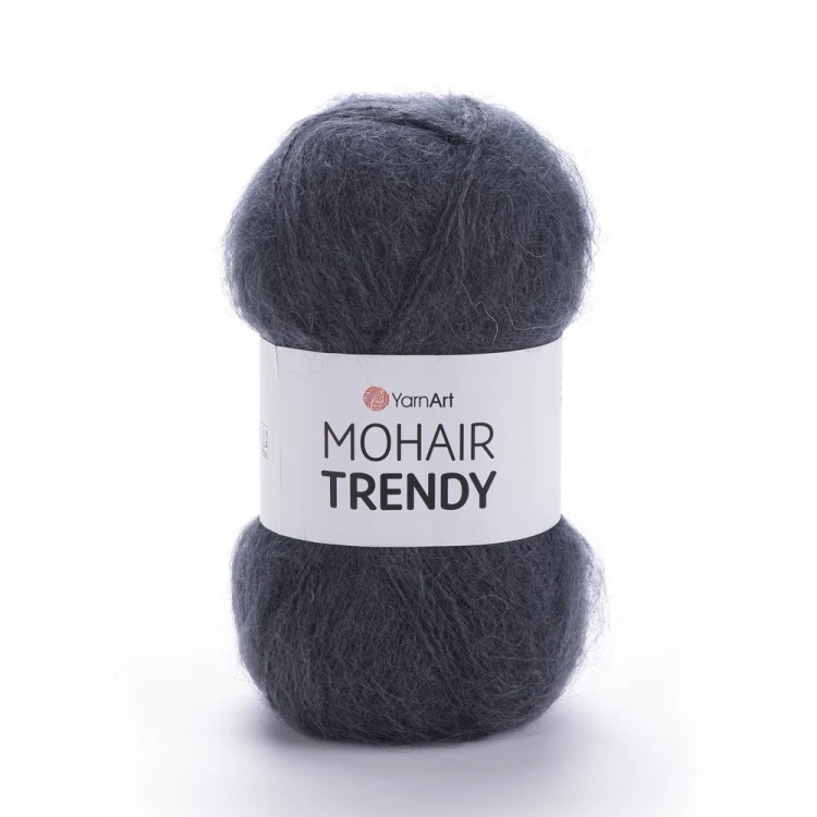 Włóczka moherowa z długim włosem Yarnart Mohair trendy 118. ciemny szary popielaty
