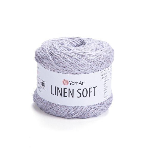 Delikatna miękka włóczka  len z wiskozą i bawełną Yarnart Linen soft - srebrzysty szary  7320.