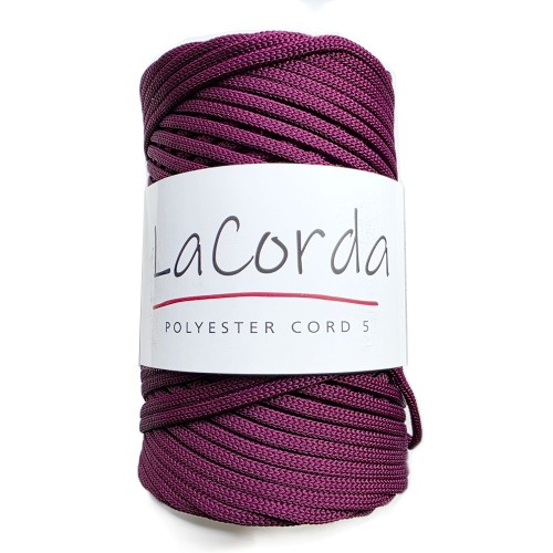Sznurek poliestrowy płaski Lacorda cord 5 kolor bakłażan  jagoda 270.