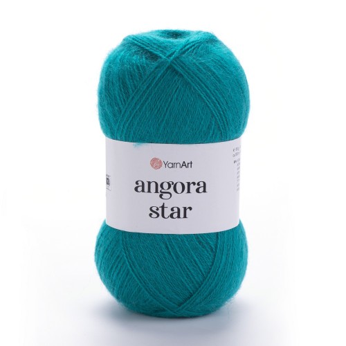 Lekka delikatna włóczka z wełną Yarnart Angora star 11448 - szmaragdowy zielony turkus
