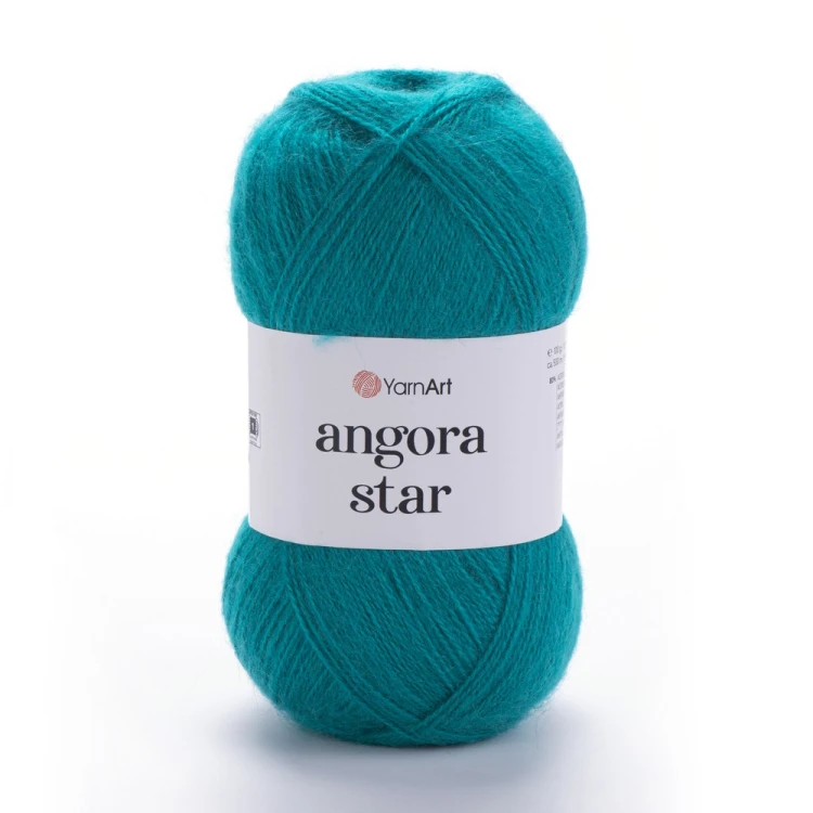 Lekka delikatna włóczka z wełną Yarnart Angora star 11448 - szmaragdowy zielony turkus