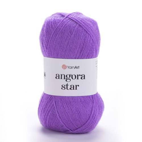 Yarnart angora star włóczka w kolorze spokojnego fioletu 9561. Wełna z akrylem.