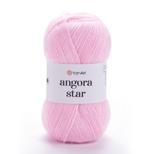 Lekka włóczka z wełną moher Yarnart Angora star 217. Pastelowy delikatny róż