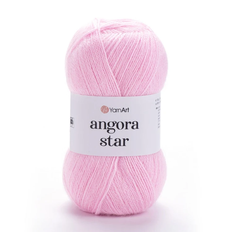 Lekka włóczka z wełną moher Yarnart Angora star 217. Pastelowy delikatny róż