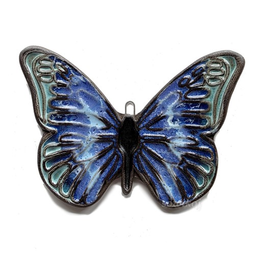Ceramiczna ozdoba motyl niebieski panel do powieszenia