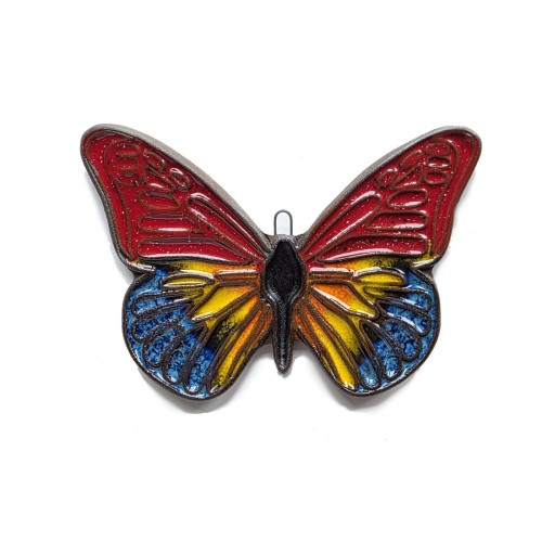 motyl czerwono niebieski - ceramiczna ozdoba do powieszenia