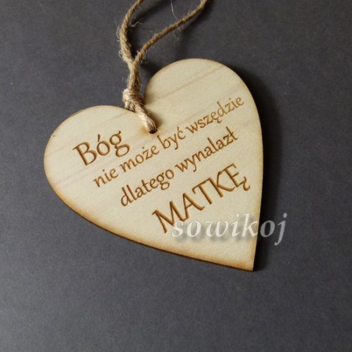 Serduszko drewniane z napisem