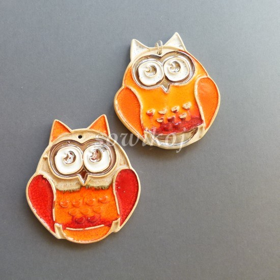 Sowy ceramiczne ręcznie wykonane -  wypalana w piecu ceramiczna figurka na prezent