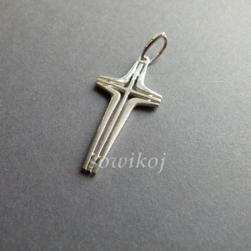 Krzyżyk srebrny duży płaski - bez postaci - srebro 925