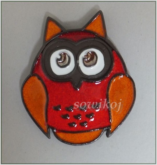 Sowa ceramiczna czerwona