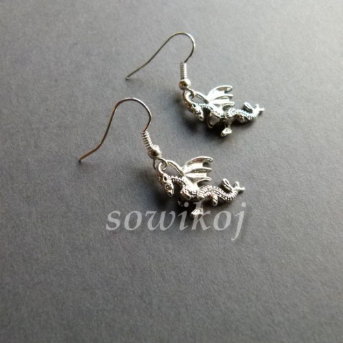 Kolczyki posrebrzane smok
