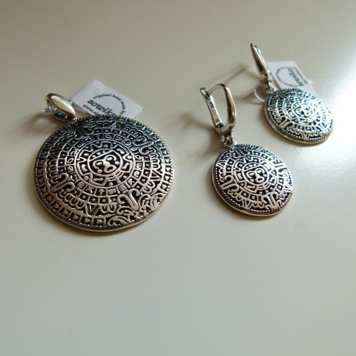 Bizuteria srebrna komplet kolczyki i wisior