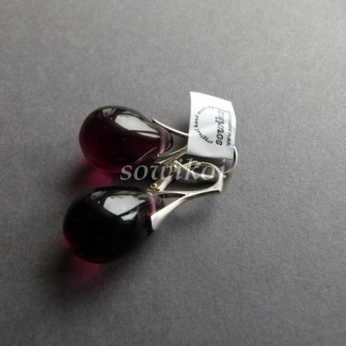 Kolczyki srebrne krople  antracytowe