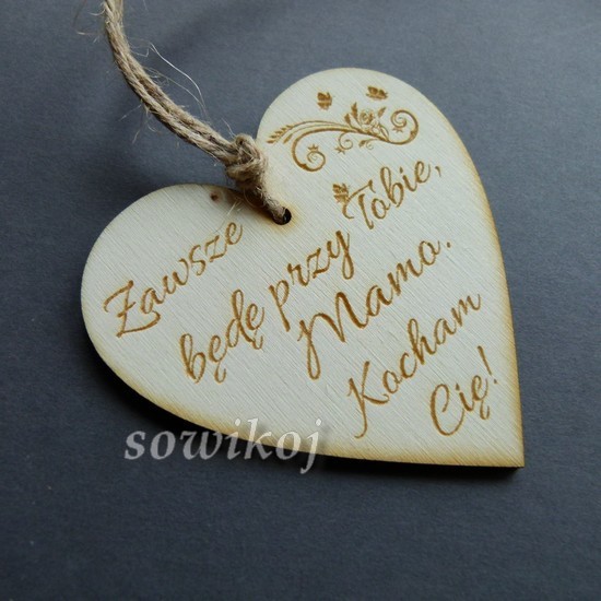 serduszko drewniane z napisem