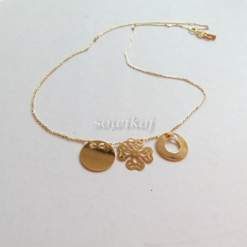 Łańcuszek z zawieszkami - celebrytka pozłacana koniczynka