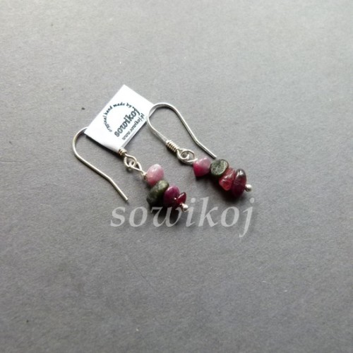 Kolczyki srebrne z kamieniem naturalnym turmaliny
