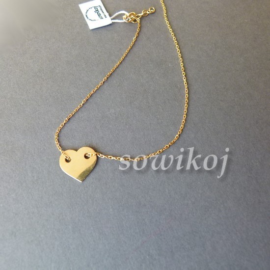 Srebrny łańcuszek pozłacany serduszko celebrytka