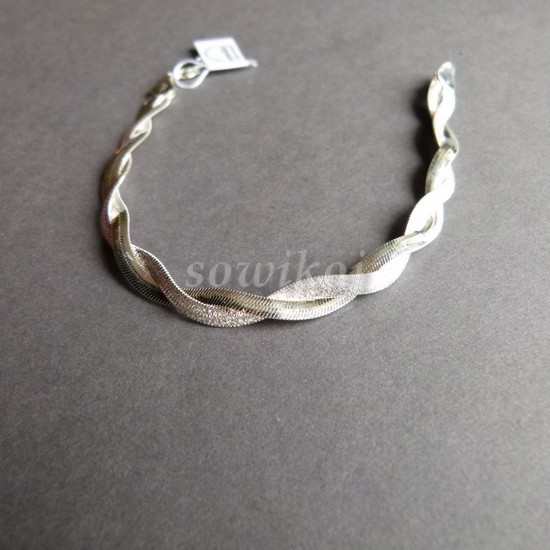 Srebrne bransoletki plecionka mat