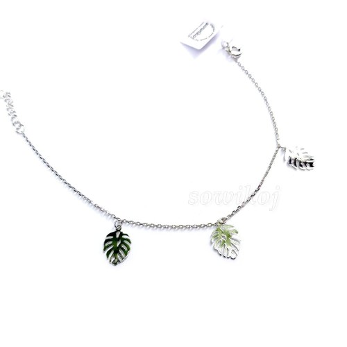 Bransoletka - liść Monstery - srebro rodowane