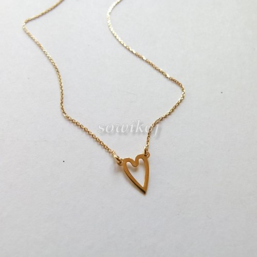Srebrny pozłacany łańcuszek celebrytka serce małe