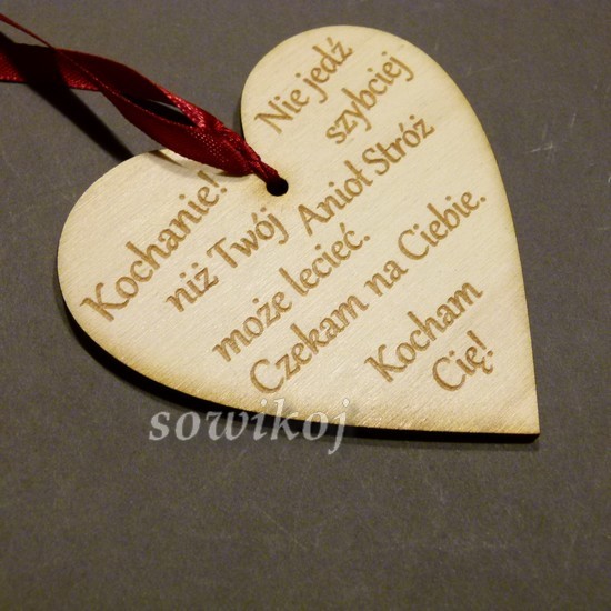 serce drewniane z napisem