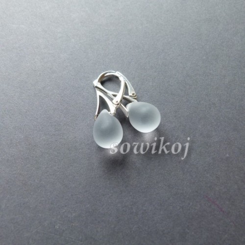 Kolczyki srebrne - kropelki szronione